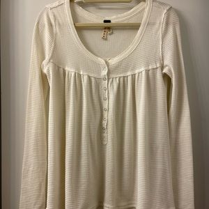 Free People We The Free Kai Henley Long Sleeve Top White size small